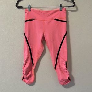 Lululemon Run: Pace Crop Pop Orange / Bleached Coral / Black Size 4